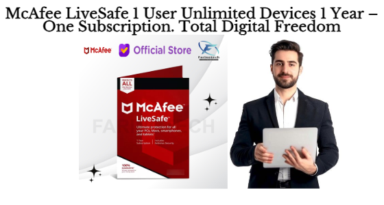 McAfee LiveSafe 1 User Unlimited Devices 1 Year – One Subscription. Total Digital Freedom