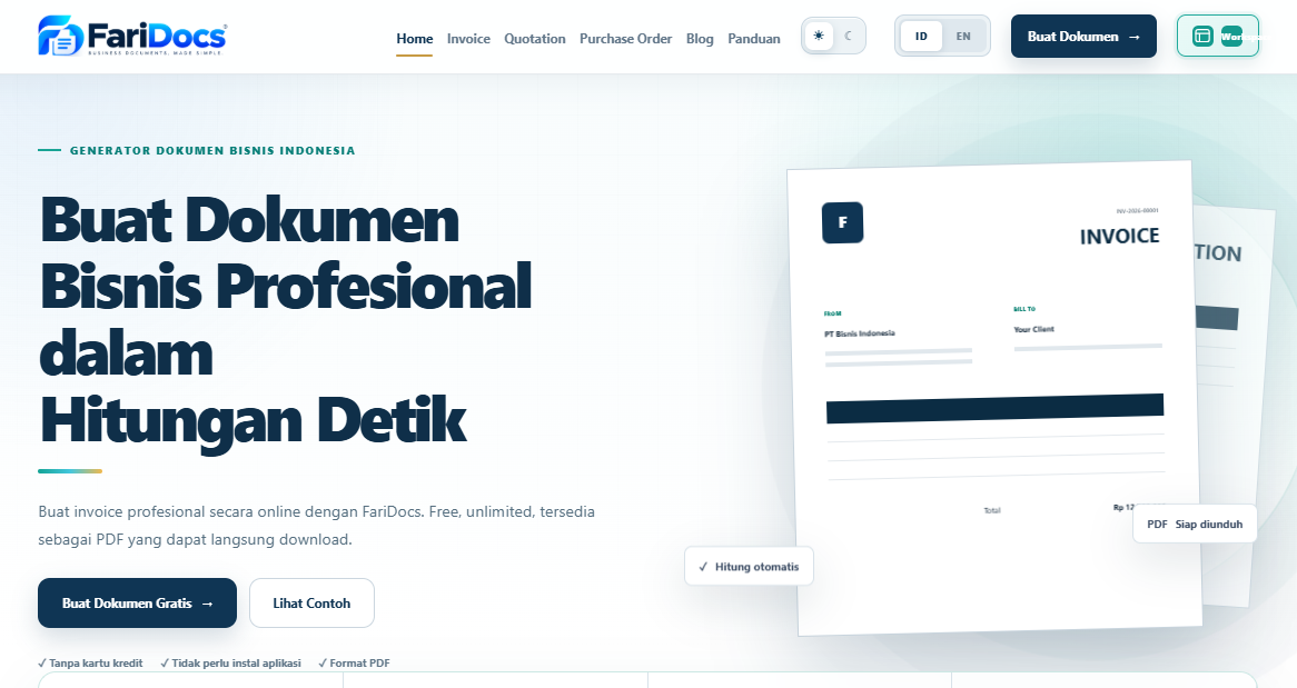 FariDocs: Solusi Buat Invoice, Quotation, dan Dokumen Bisnis Online Gratis